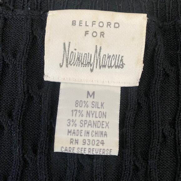 Vintage Belford for Neiman Marcus Black Short Sleeve Silk Sweater - Picture 4 of 6